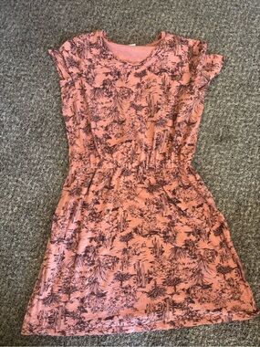 Orange Desert Print Elastic Waist Casual Dress